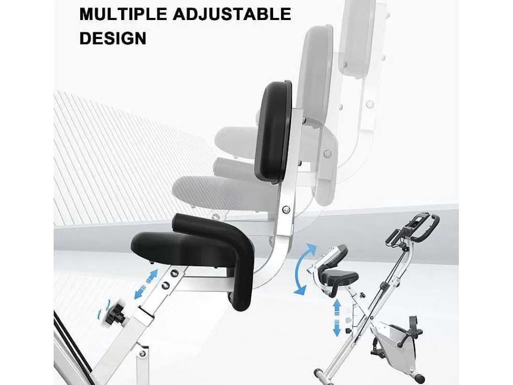 Fitness*Vente-unique Bicicleta De Exercicio Dobravel 3 Em 1, Bicicleta De Fitness Reclinada Magnetica X-Bike Com Resistencia Ajustavel De 8 Niveis Para Treino De Ginasio Em Casa