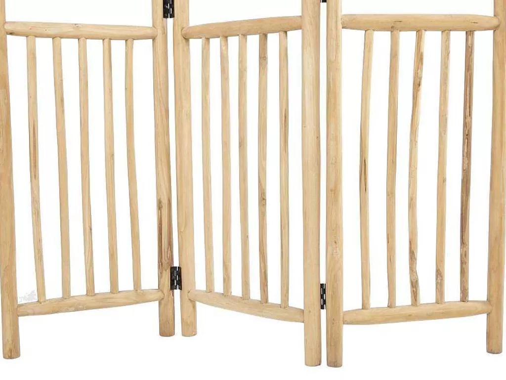 Biombo*OZAIA Biombo Com 3 Paineis Em Madeira De Teca De C. 140 X A 180 Cm Cor Natural - Baguio