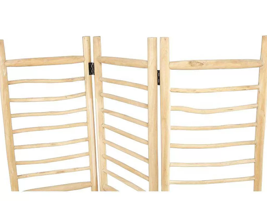 Biombo*OZAIA Biombo Com 3 Paineis Em Madeira De Teca De C. 140 X A 180 Cm Cor Natural - Baguio