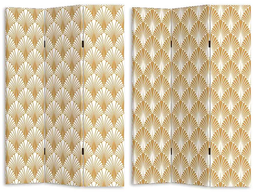 Biombo*OZAIA Biombo Impresso 3 Paineis Art Deco Luxor - Mdf - A. 180 X C.120 Cm - Dourado