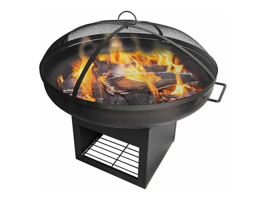 Barbecue, Braseiro De Jardim, Plancha*Purline Brasero De Jardin Avec Couvercle Et Rangement En Acier Noir