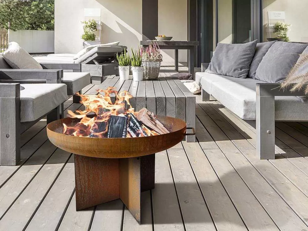 Barbecue, Braseiro De Jardim, Plancha*Purline Brasero De Jardin Circulaire En Acier Patine Corten Brun