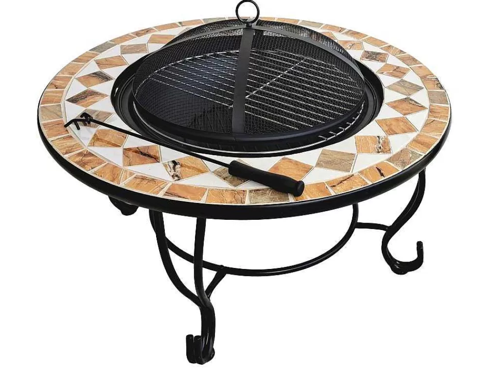 Barbecue, Braseiro De Jardim, Plancha*Purline Brasero De Jardin Incluant Un Barbecue En Carreaux De Ceramique Blanc