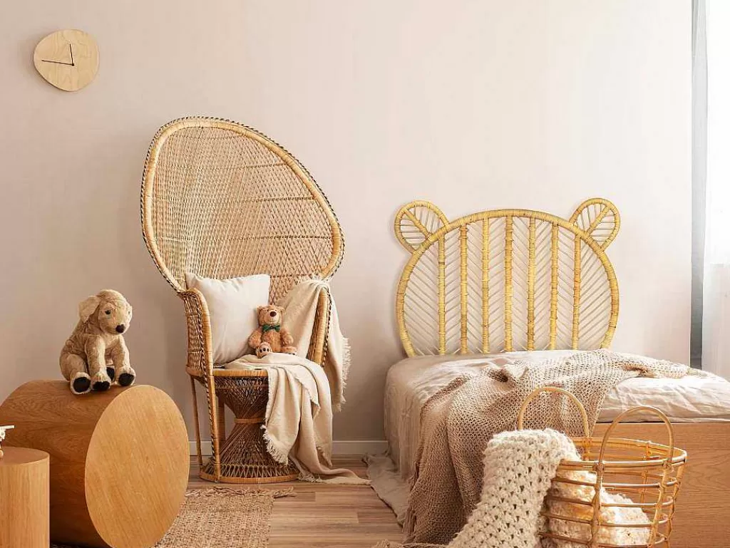 Móvel Para Quarto De Crianças*Vente-unique Cabeceira De Cama 90 Cm Vime Cor Natural - Tedyo