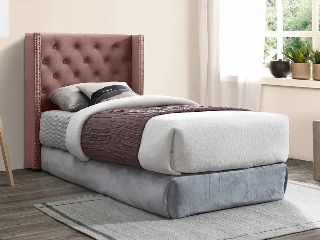 Móvel Para Quarto De Crianças*Vente-unique Cabeceira De Cama Acolchoada 100 Cm Veludo Cor-De-Rosa - Massimo