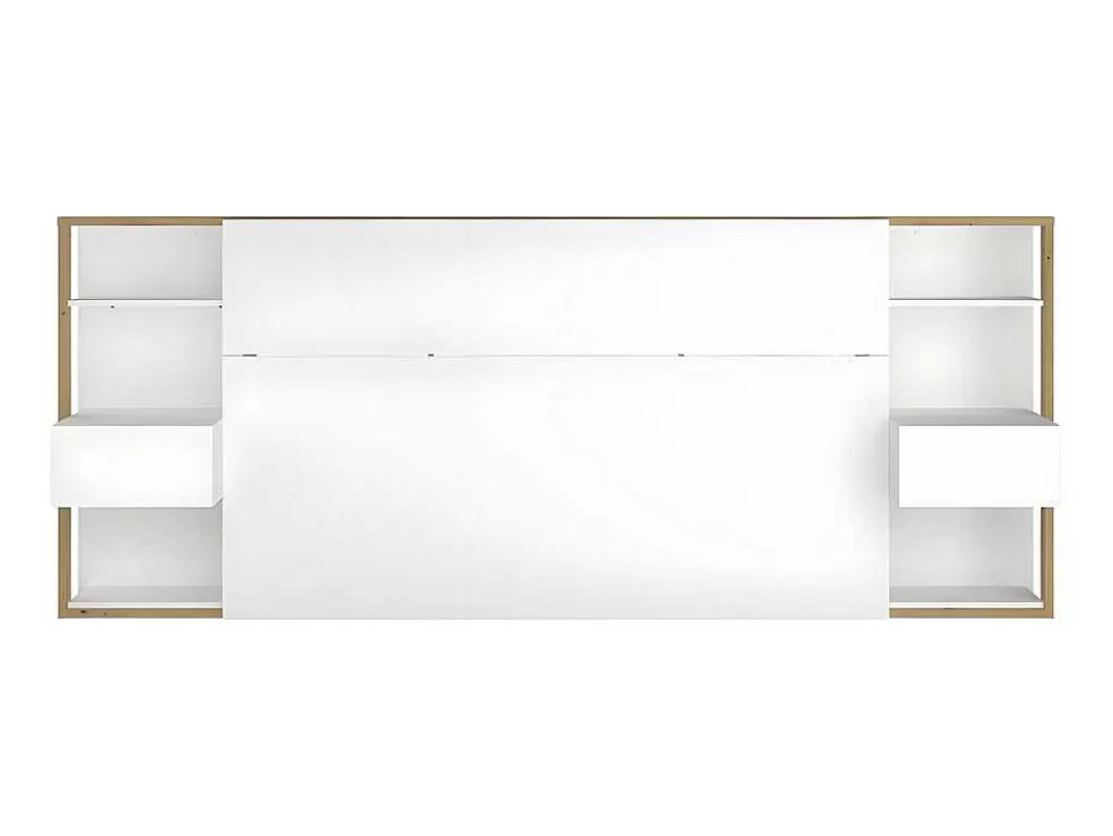 Cabeceira E Ponte De Cama*Vente-unique Cabeceira De Cama Com Mesas De Cabeceira De 160 Cm Cor Branco E Carvalho - Mista