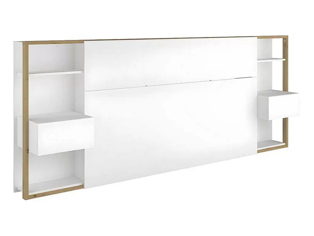 Cabeceira E Ponte De Cama*Vente-unique Cabeceira De Cama Com Mesas De Cabeceira De 160 Cm Cor Branco E Carvalho - Mista