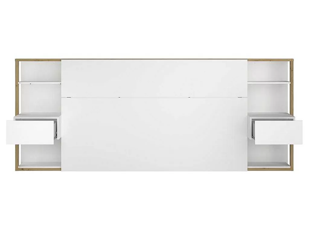 Cabeceira E Ponte De Cama*Vente-unique Cabeceira De Cama Com Mesas De Cabeceira De 160 Cm Cor Branco E Carvalho - Mista