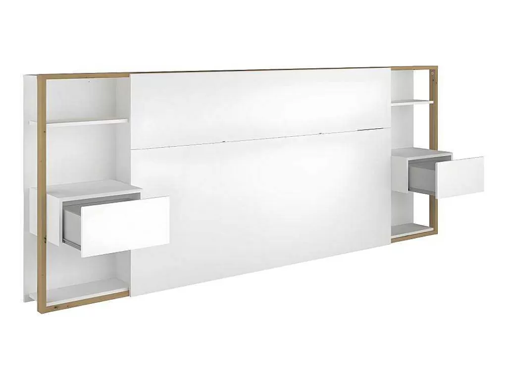 Cabeceira E Ponte De Cama*Vente-unique Cabeceira De Cama Com Mesas De Cabeceira De 160 Cm Cor Branco E Carvalho - Mista