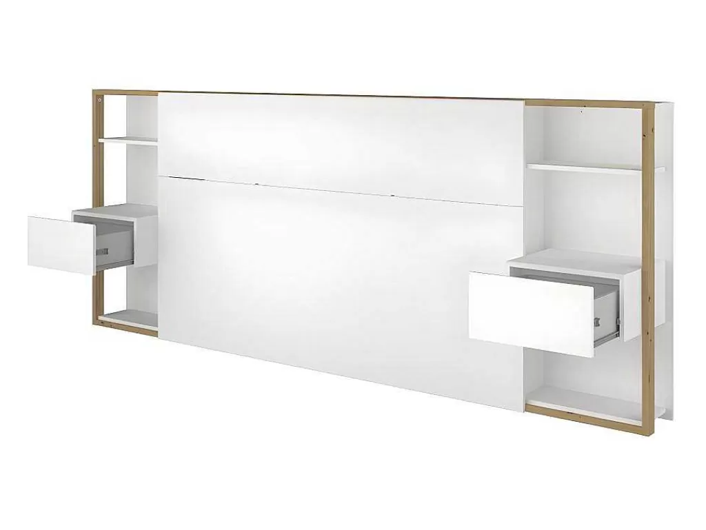 Cabeceira E Ponte De Cama*Vente-unique Cabeceira De Cama Com Mesas De Cabeceira De 160 Cm Cor Branco E Carvalho - Mista