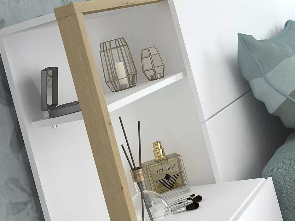 Cabeceira E Ponte De Cama*Vente-unique Cabeceira De Cama Com Mesas De Cabeceira De 160 Cm Cor Branco E Carvalho - Mista