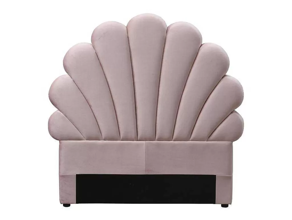Móvel Para Quarto De Crianças*Vente-unique Cabeceira De Cama Concha 120 Cm Veludo Cor-De-Rosa - Moana