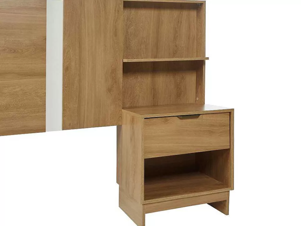 Cabeceira E Ponte De Cama*Vente-unique Cabeceira De Cama Extensivel Com Mesas De Cabeceira 140/160 Cm Cor Natural - Novoli