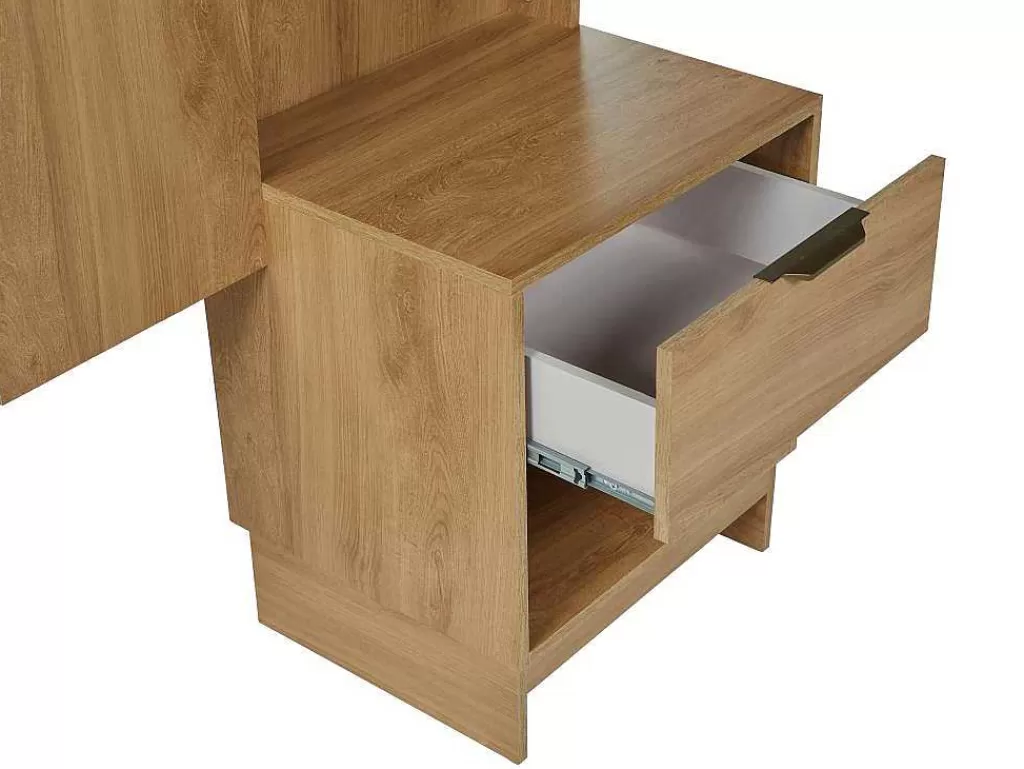 Cabeceira E Ponte De Cama*Vente-unique Cabeceira De Cama Extensivel Com Mesas De Cabeceira 140/160 Cm Cor Natural - Novoli