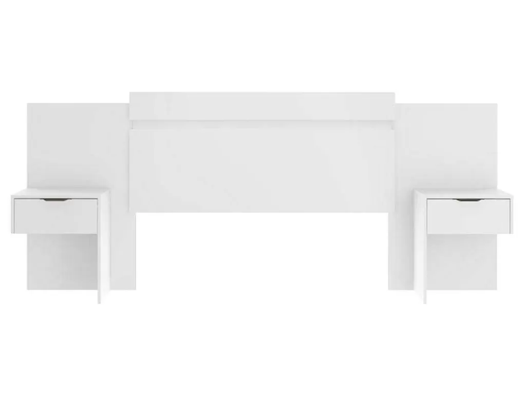 Cabeceira E Ponte De Cama*Vente-unique Cabeceira De Cama Extensivel Com Mesas De Cabeceira De 140/160 Cm Cor Branco - Parati