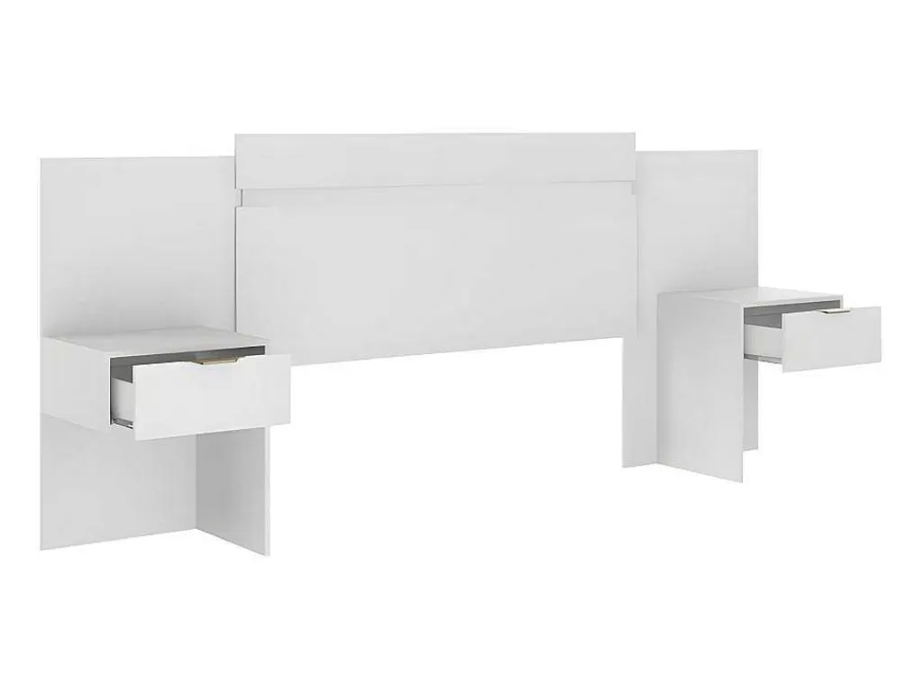 Cabeceira E Ponte De Cama*Vente-unique Cabeceira De Cama Extensivel Com Mesas De Cabeceira De 140/160 Cm Cor Branco - Parati