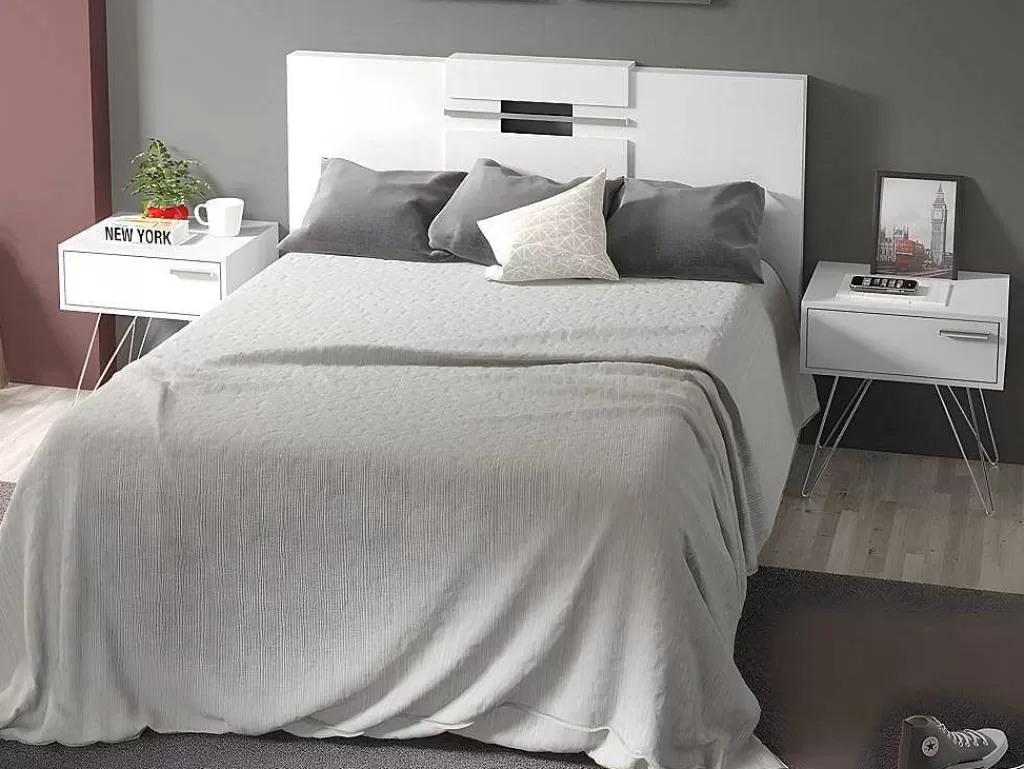 Cabeceira E Ponte De Cama*Vente-unique Cabeceira De Cama Extensivel De 140/160 Cm Cor Branco - Maraba