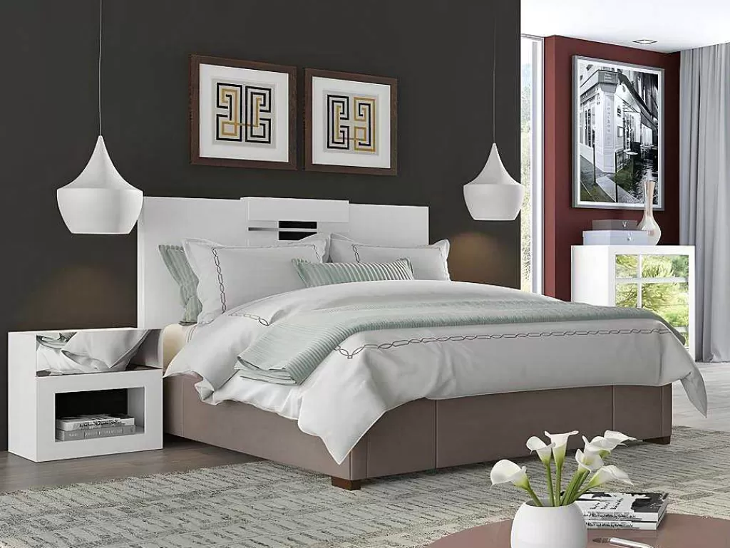 Cabeceira E Ponte De Cama*Vente-unique Cabeceira De Cama Extensivel De 140/160 Cm Cor Branco - Maraba