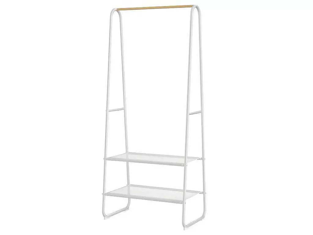 Arrumação E Acessórios De Quarto*Vente-unique Cabide De Roupa Com 2 Prateleiras De Lingerie De C64 Cm Em Metal Branco E Madeira De Faia - Dogu