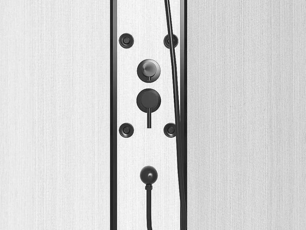 Cabine De Duche*Shower & Design Cabine De Duche De Hidromassagem Em Fibra De Bambu Preto Mate C80 X L80 X A225 Cm - Zalifa