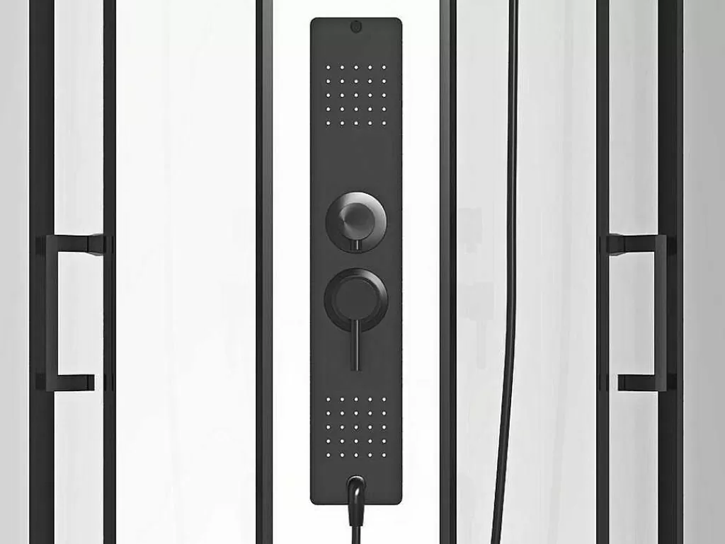 Cabine De Duche*Shower & Design Cabine De Duche De Hidromassagem Quadrada Preto Fosco E Branco C90 X L90 X A215 Cm - Tanito
