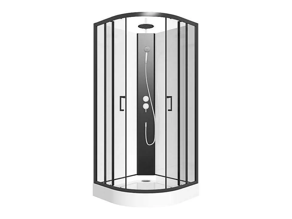Cabine De Duche*Shower & Design Cabine De Duche Quarto De Circulo, Altura Ajustavel, C80 X L80 X A213/232 Cm Preto E Branco - Rovata