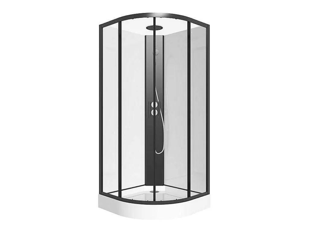 Cabine De Duche*Shower & Design Cabine De Duche Quarto De Circulo, Altura Ajustavel, C80 X L80 X A213/232 Cm Preto E Branco - Rovata
