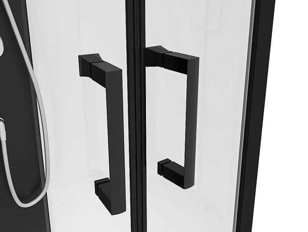 Cabine De Duche*Shower & Design Cabine De Duche Quarto De Circulo, Altura Ajustavel, C80 X L80 X A213/232 Cm Preto E Branco - Rovata