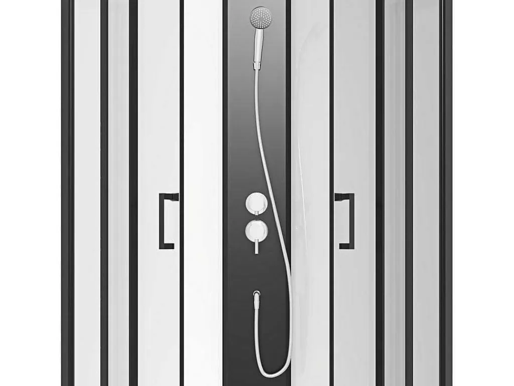 Cabine De Duche*Shower & Design Cabine De Duche Quarto De Circulo, Altura Ajustavel, C80 X L80 X A213/232 Cm Preto E Branco - Rovata