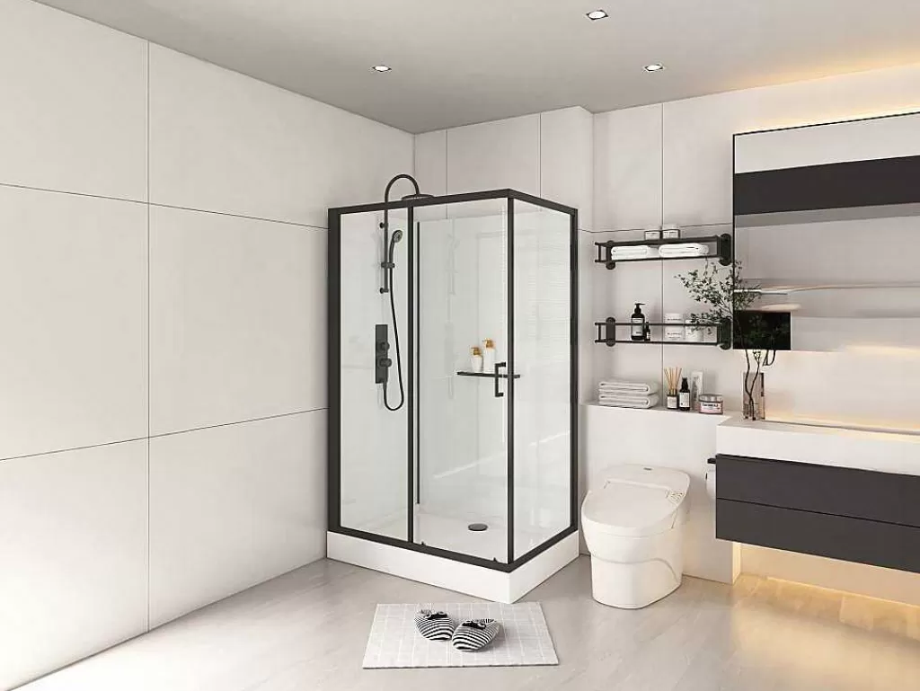 Cabine De Duche*Shower & Design Cabine De Duche Retangular, Instalacao Reversivel, Preto Fosco, C110 X L80 X A225 Cm - Zodani