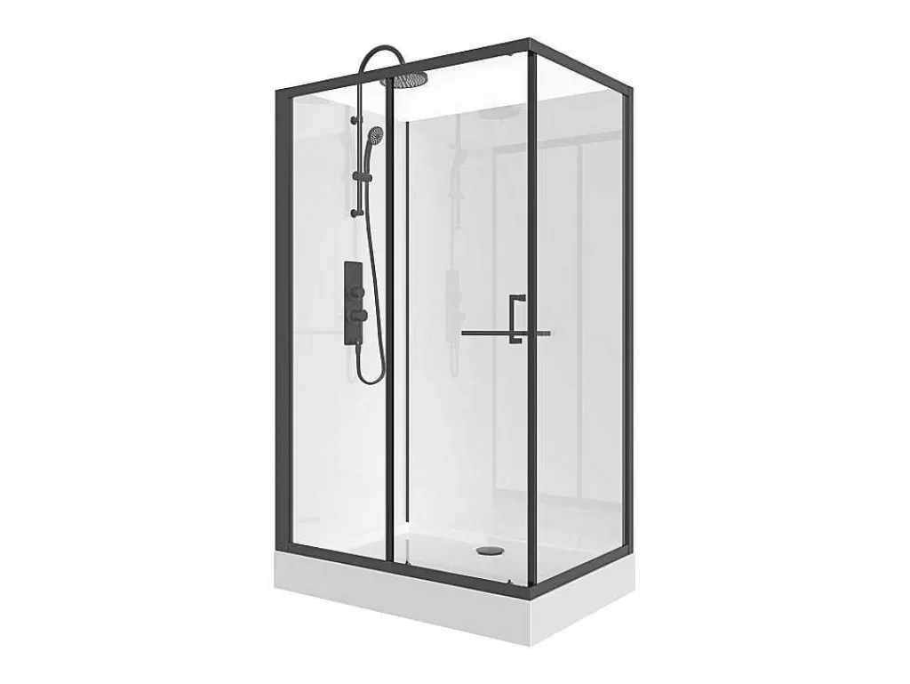 Cabine De Duche*Shower & Design Cabine De Duche Retangular, Instalacao Reversivel, Preto Fosco, C110 X L80 X A225 Cm - Zodani