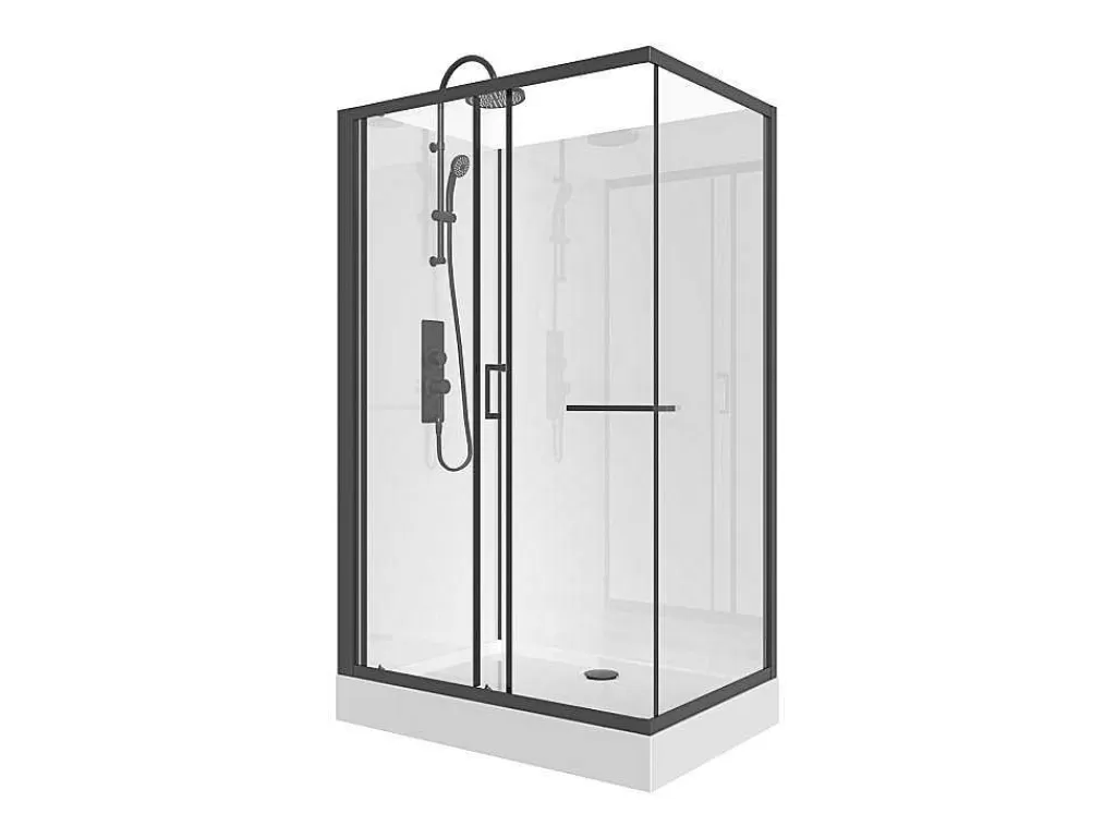 Cabine De Duche*Shower & Design Cabine De Duche Retangular, Instalacao Reversivel, Preto Fosco, C110 X L80 X A225 Cm - Zodani