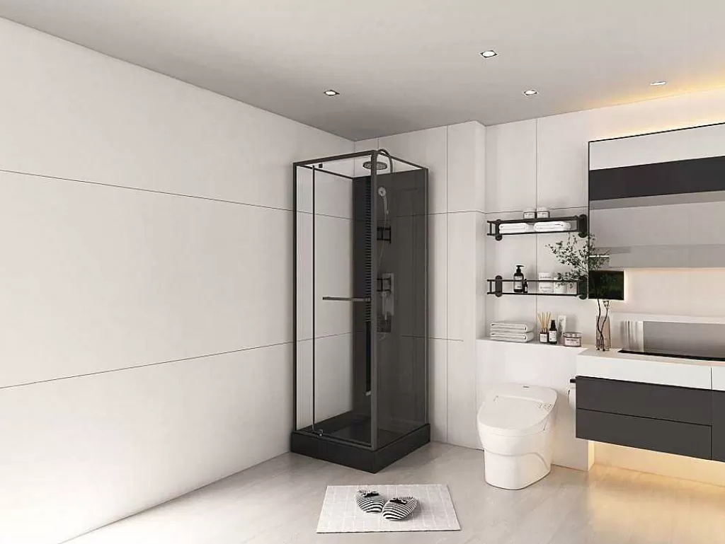 Cabine De Duche*Shower & Design Cabine De Duche Reversivel E Altura Ajustavel Preto C90 X L90 X A213/232 Cm - Damilu