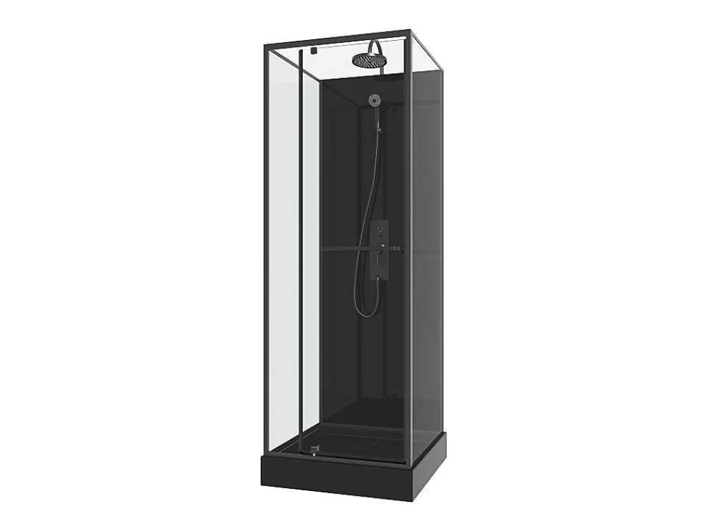 Cabine De Duche*Shower & Design Cabine De Duche Reversivel E Altura Ajustavel Preto C90 X L90 X A213/232 Cm - Damilu