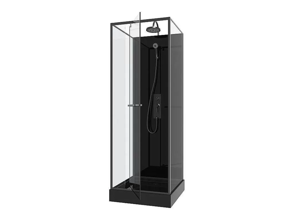 Cabine De Duche*Shower & Design Cabine De Duche Reversivel E Altura Ajustavel Preto C90 X L90 X A213/232 Cm - Damilu