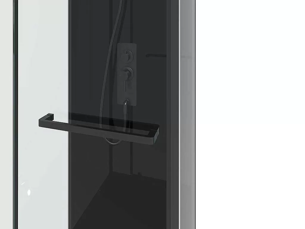 Cabine De Duche*Shower & Design Cabine De Duche Reversivel E Altura Ajustavel Preto C90 X L90 X A213/232 Cm - Damilu