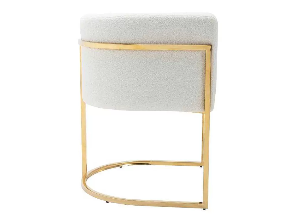 Cadeira*PASCAL MORABITO Cadeira Com Apoios De Bracos Tecido Boucle E Aco Inoxidavel Branco E Dourado - Peria De