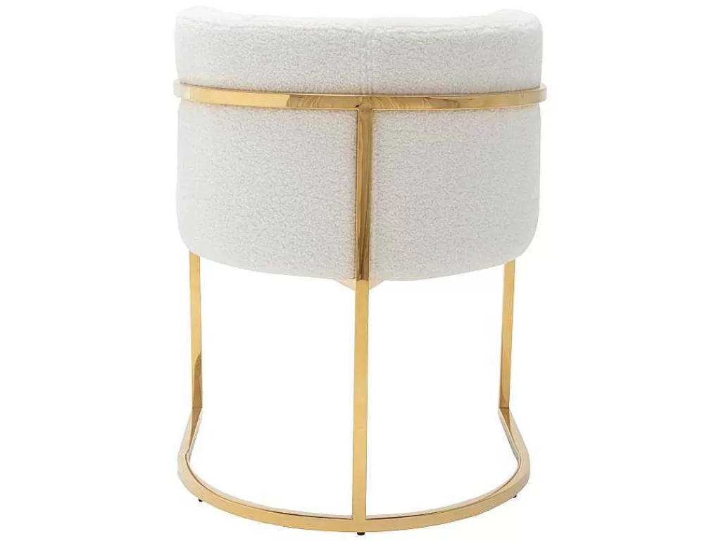 Cadeira*PASCAL MORABITO Cadeira Com Apoios De Bracos Tecido Boucle E Aco Inoxidavel Branco E Dourado - Peria De