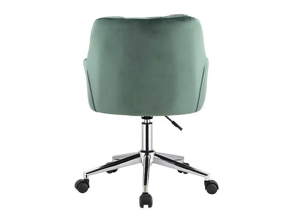 Cadeira De Escritório*Vente-unique Cadeira De Escritório Em Veludo Cor Verde Com Altura Regulavel - Pega