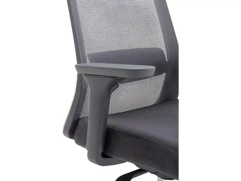 Cadeira De Escritório*Vente-unique Cadeira De Escritório Ergonomica Profissional Em Nylon E Tecido Cor Cinza - Bankano
