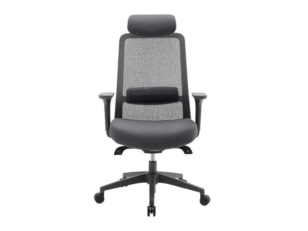 Cadeira De Escritório*Vente-unique Cadeira De Escritório Ergonomica Profissional Em Nylon E Tecido Cor Cinza - Bankano