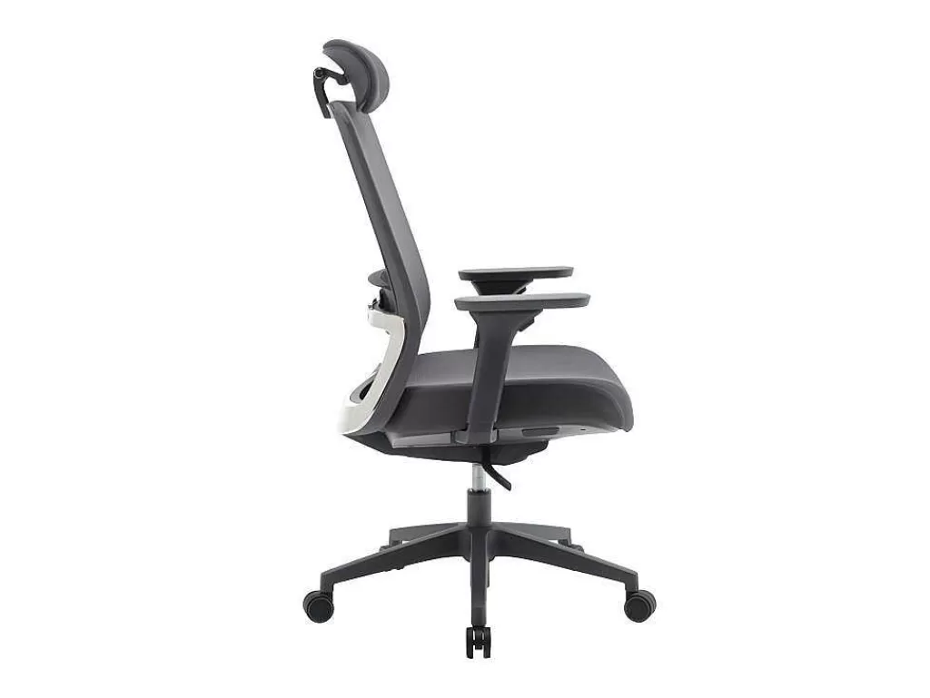 Cadeira De Escritório*Vente-unique Cadeira De Escritório Ergonomica Profissional Em Nylon E Tecido Cor Cinza - Bankano