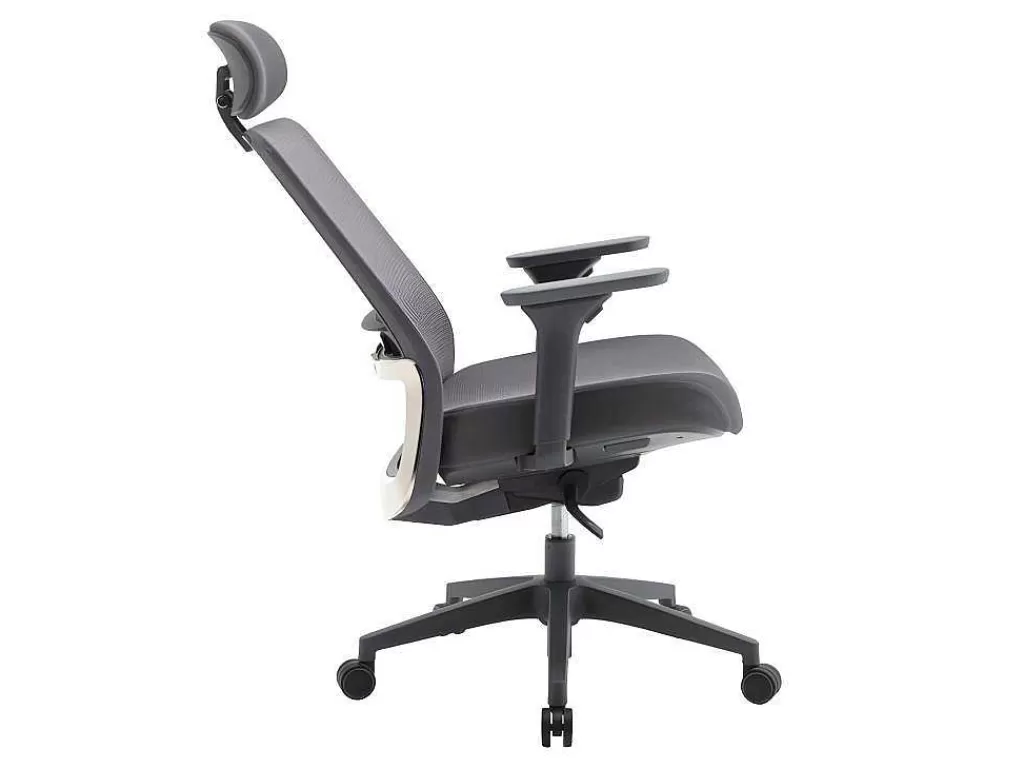 Cadeira De Escritório*Vente-unique Cadeira De Escritório Ergonomica Profissional Em Nylon E Tecido Cor Cinza - Bankano