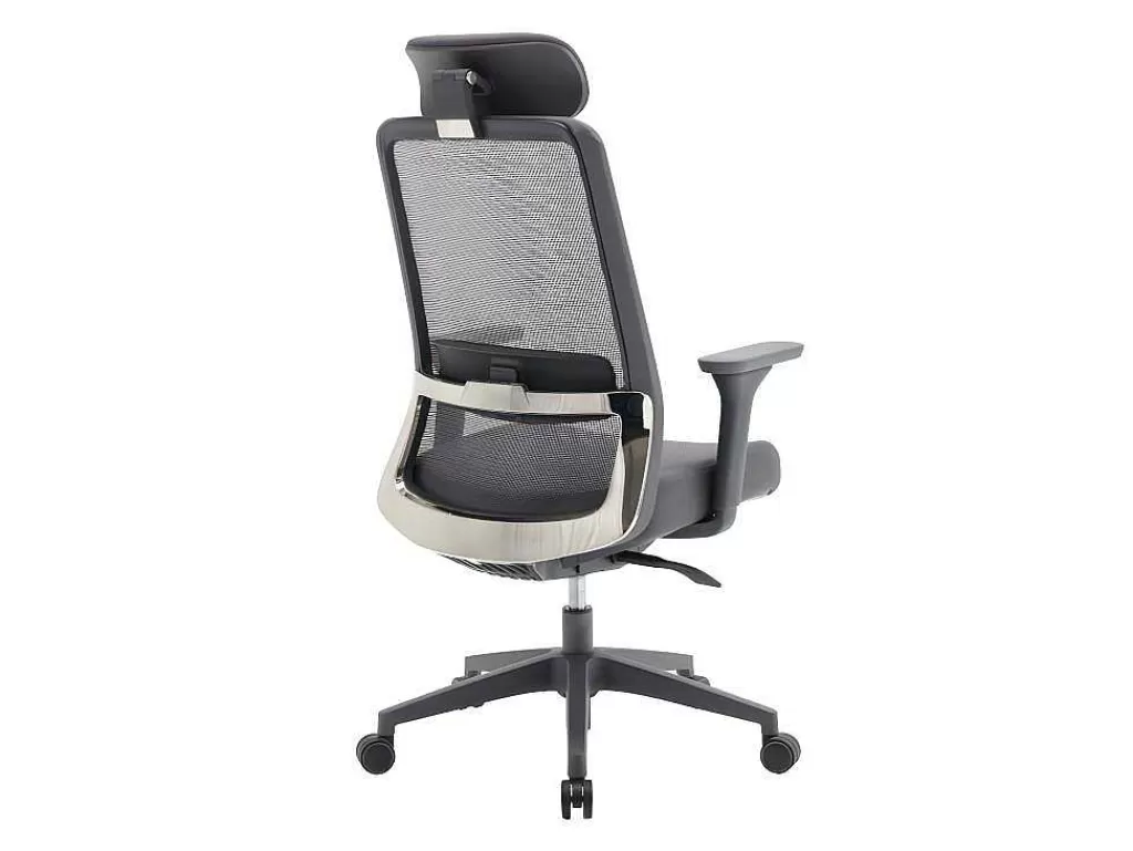 Cadeira De Escritório*Vente-unique Cadeira De Escritório Ergonomica Profissional Em Nylon E Tecido Cor Cinza - Bankano