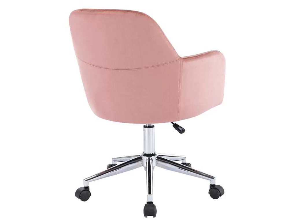 Cadeira De Escritório*Vente-unique Cadeira De Escritório Veludo Cor-De-Rosa Altura Regulavel - Eleana