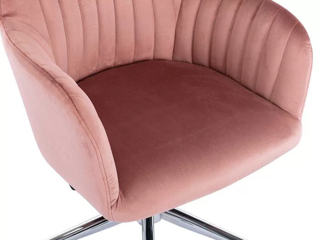 Cadeira De Escritório*Vente-unique Cadeira De Escritório Veludo Cor-De-Rosa Altura Regulavel - Eleana