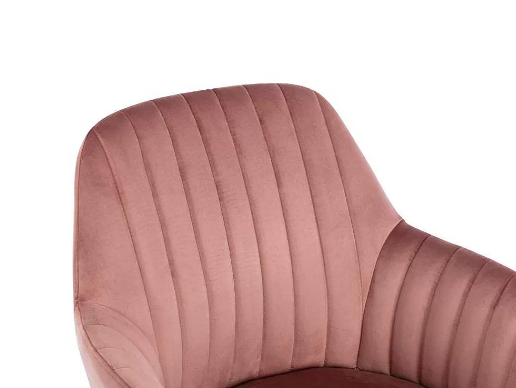 Cadeira De Escritório*Vente-unique Cadeira De Escritório Veludo Cor-De-Rosa Altura Regulavel - Eleana
