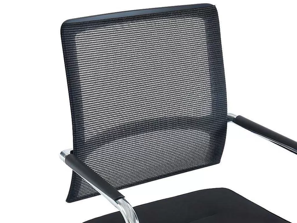 Cadeira De Escritório*Workēa Cadeira De Reunioes Profissional Em Tecido E Metal Cromado Cor Preto - Marunouchi