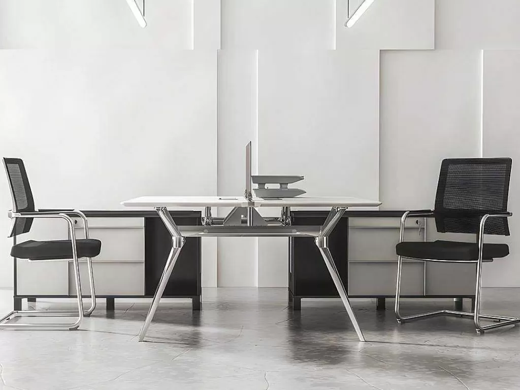 Cadeira De Escritório*Workēa Cadeira De Reunioes Profissional Em Tecido E Metal Cromado Cor Preto - Marunouchi