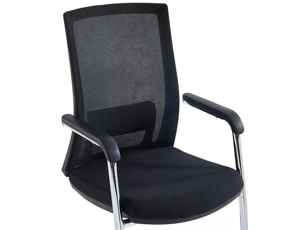 Cadeira De Escritório*Workēa Cadeira De Reunioes Profissional Em Tecido E Metal Cromado Cor Preto - Rulio